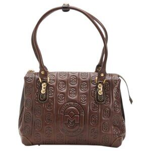 MARINO ORLANDI Made In Italy Leather Logo Barrel Shoulder Bag